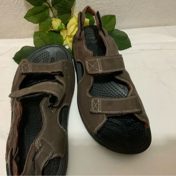 Crocs Mens Activewear Sport Sandals Brown Adjustable Strap Hook And Loop Sz 9 - Picture 9 of 10